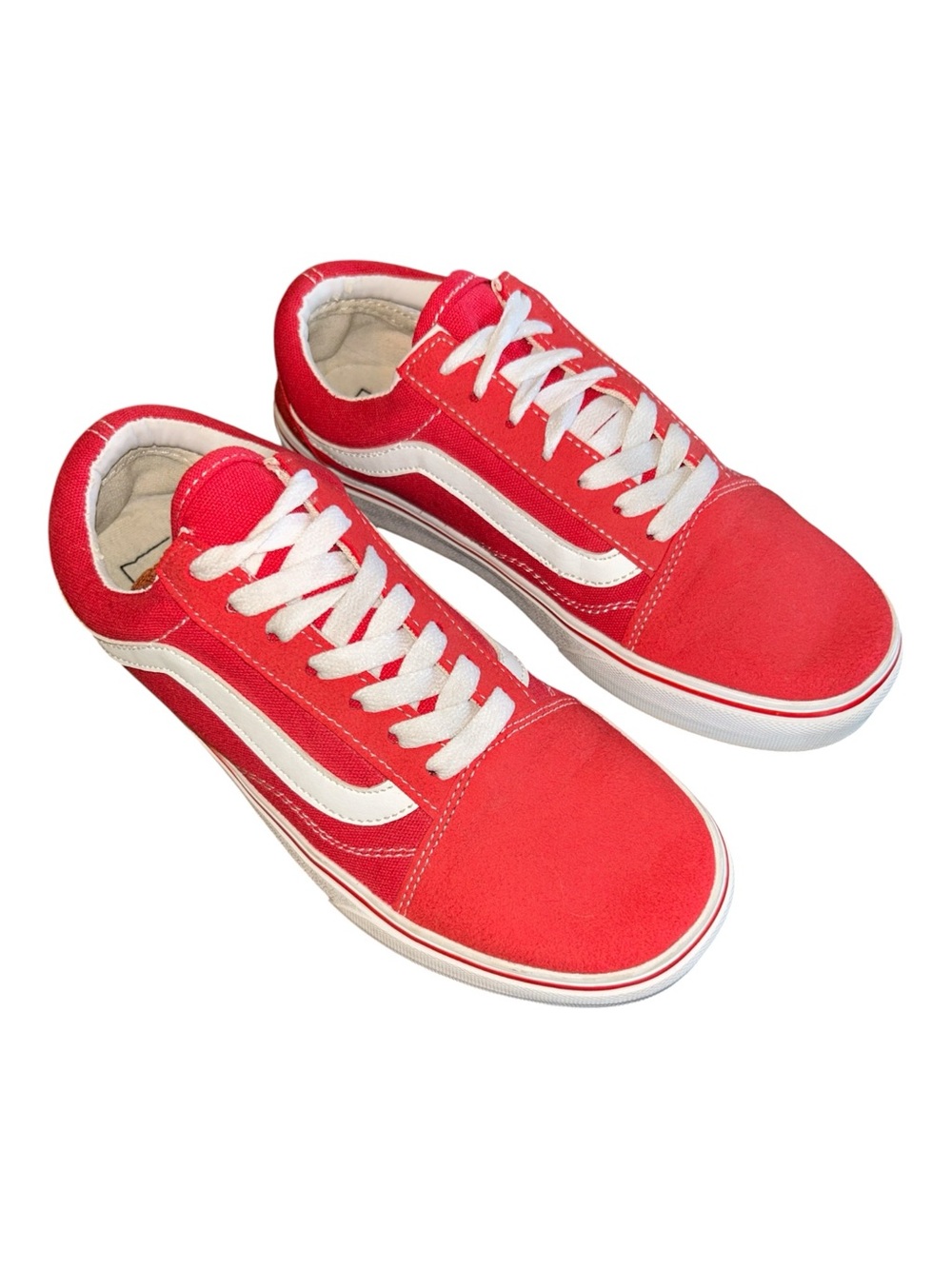 Vans Unisex Old Skool Low Top Sneakers in Red with White Stripe